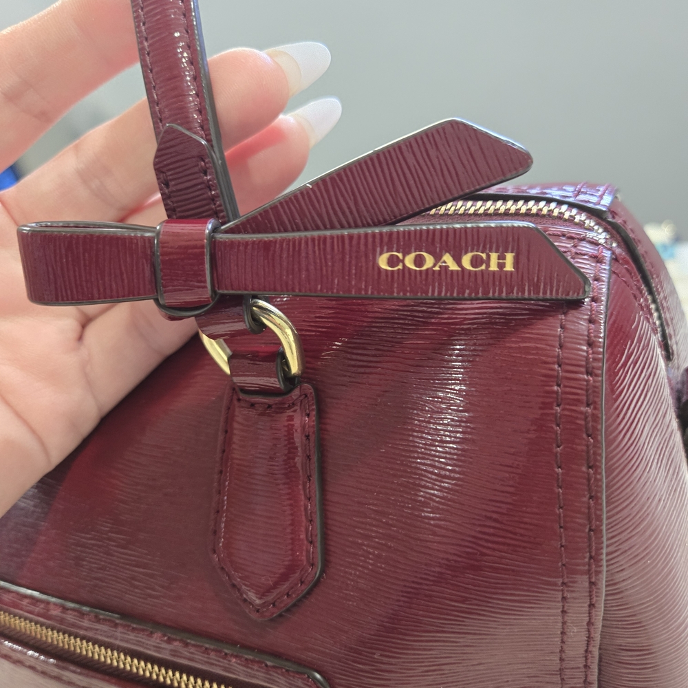 COACH POPPY East/West LV EPI Texture Patent Leather Satchel...NO CROSSBODY STRAP